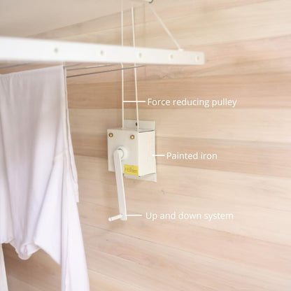 Compact Single Ceiling Clothesline with Pulley System 