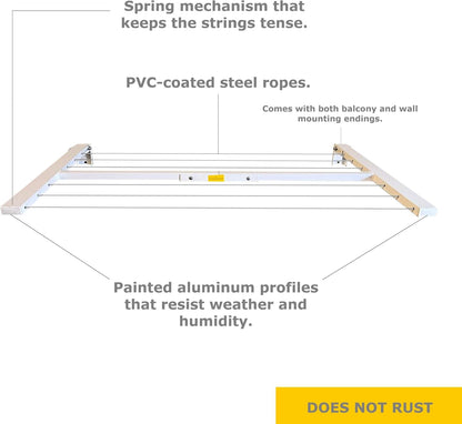 2-in-1 clothesline for balcony and wall