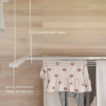 Compact Single Ceiling Clothesline with Pulley System 